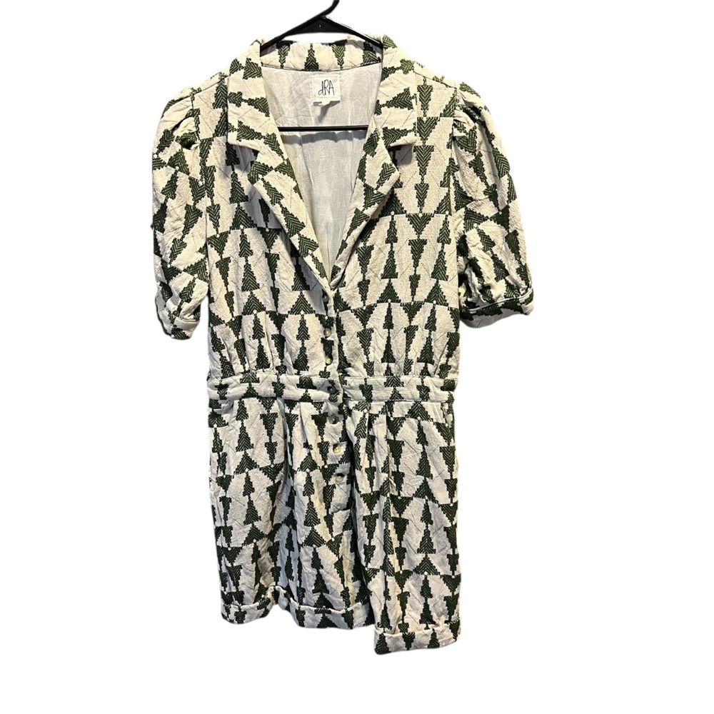 Anthropologie DRA LOS ANGELES evan romper in green/cream medium